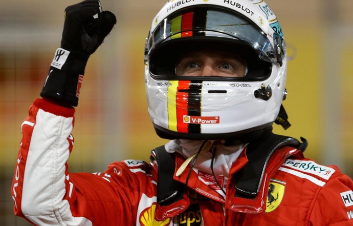 Vettel celebrando la victoria