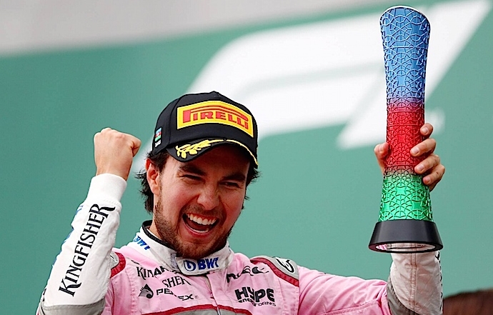 Regresa la nube rosa a la F1 y Checo se sube al podio en Baku en tercero del GP de Azerbaiyán 2018