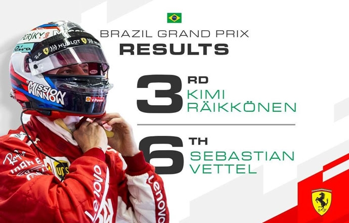 domingo en brasil ferrari kimi al podio seb con problemas