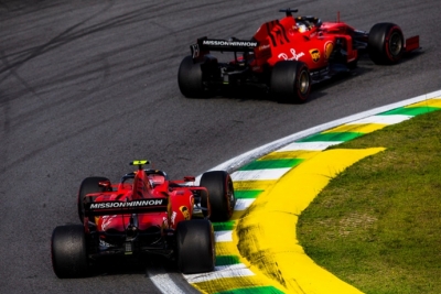 Enfado de Binotto por el accidente de Leclerc y Vettel en Interlagos