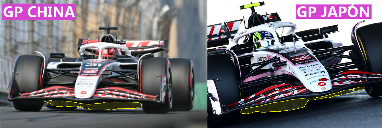 Comparativa del suelo de Haas usado en el GP China con el usado en el GP Japón